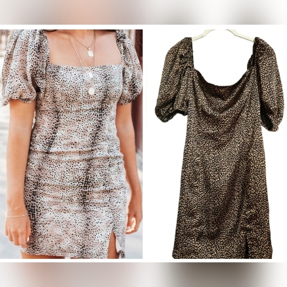 BUDDYLOVE Feline Cheetah print satin Nora Mini Dress. Size Small - Picture 1 of 12